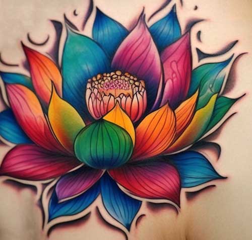 tatuajes flor de loto colores