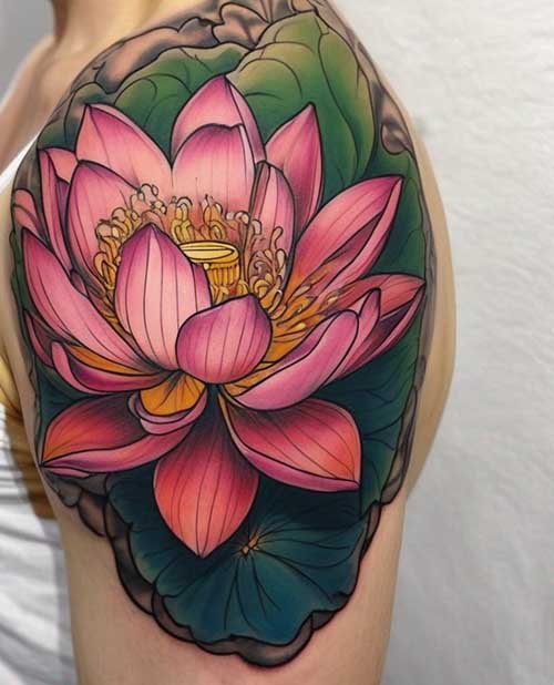 tatuaje flor de loto en el brazo