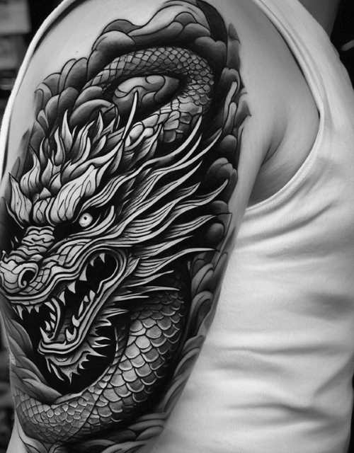 tatuaje dragon estilo blackwork