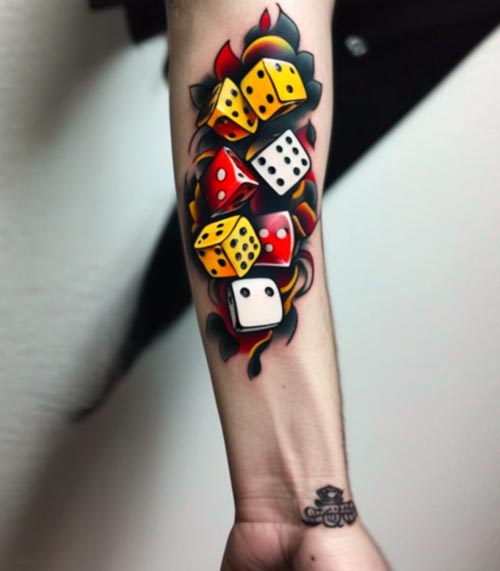 tatuaje brazo dados