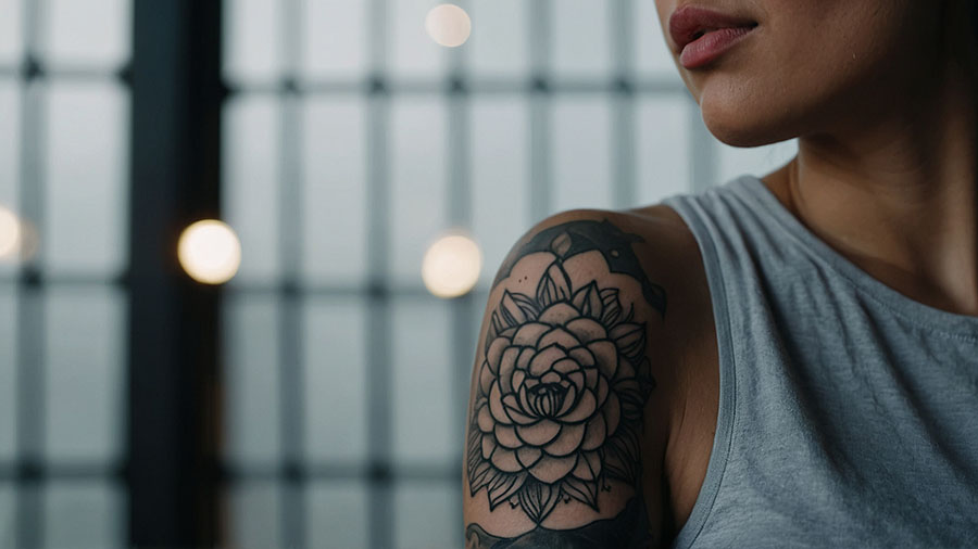 tatuaje flor de loto geometrico