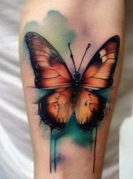 Tatuaje de Mariposa estilo acuarela
