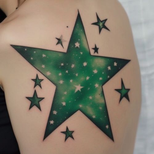 tatuaje estrella hombro verde
