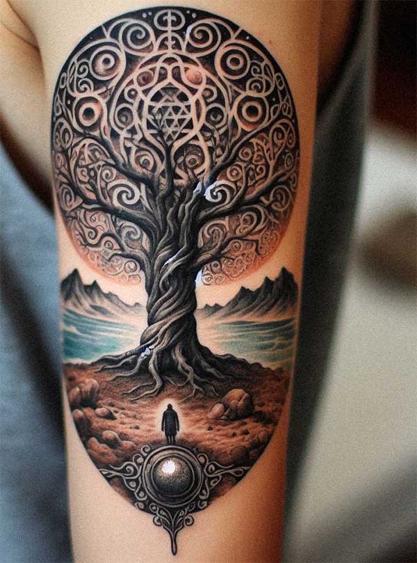 tatuaje arbol de la vida en el brazo 