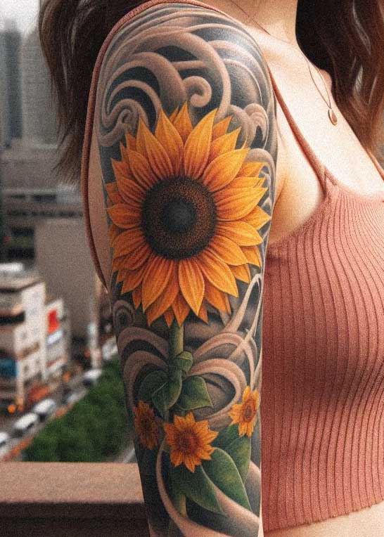 tatuaje de girasol para mujer