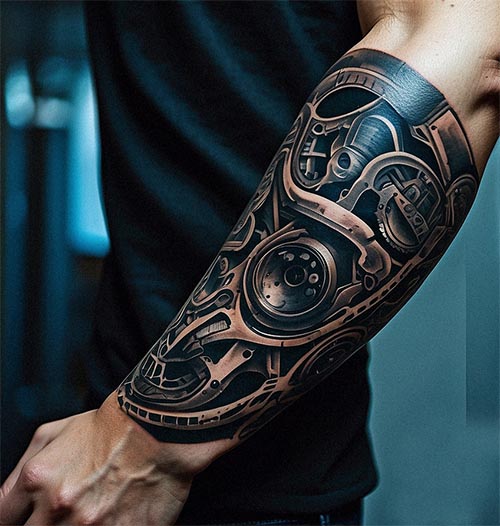 tatuajes biomecánicos en el brazo