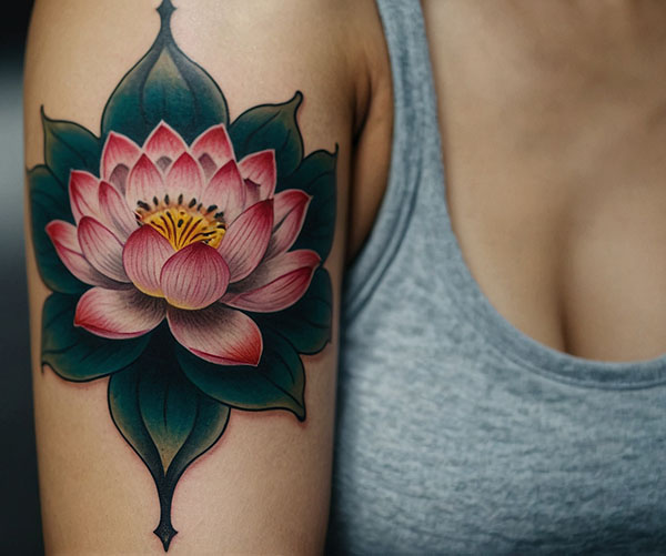 tatuajes flor de loto para mujer