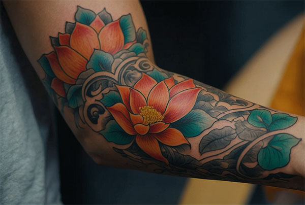 tatuaje la flor de loto brazo