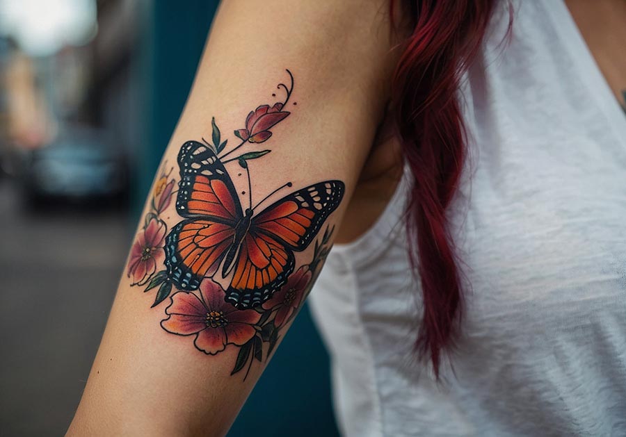 tatuaje en el brazo de mariposa